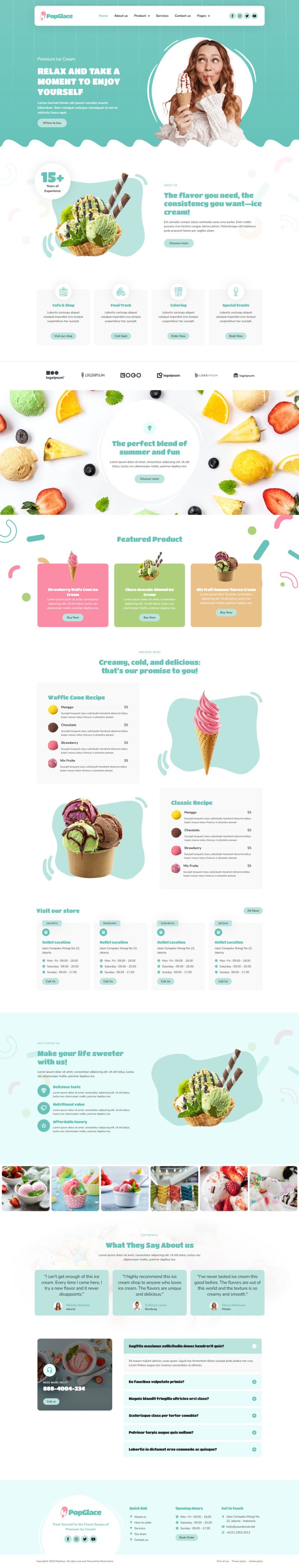 Frosty Blitz homepage preview — ice cream shop layout