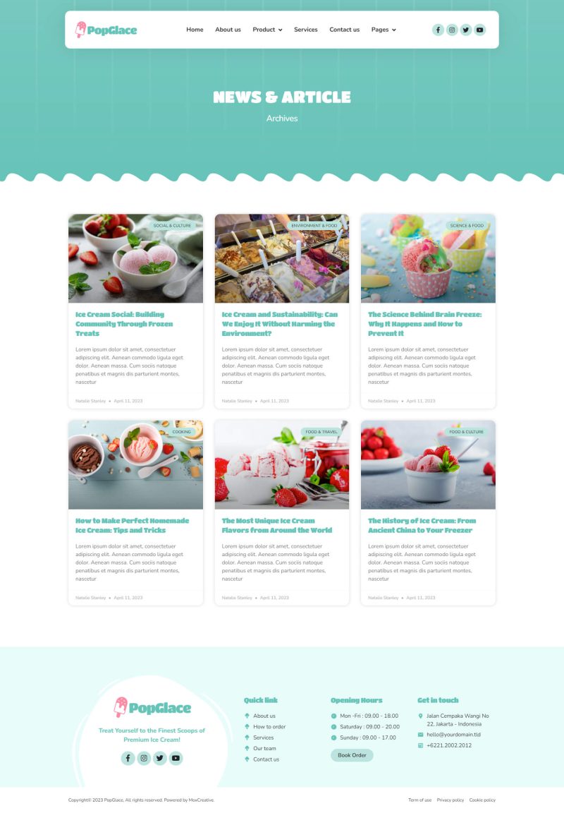 Menu and archive layout preview
